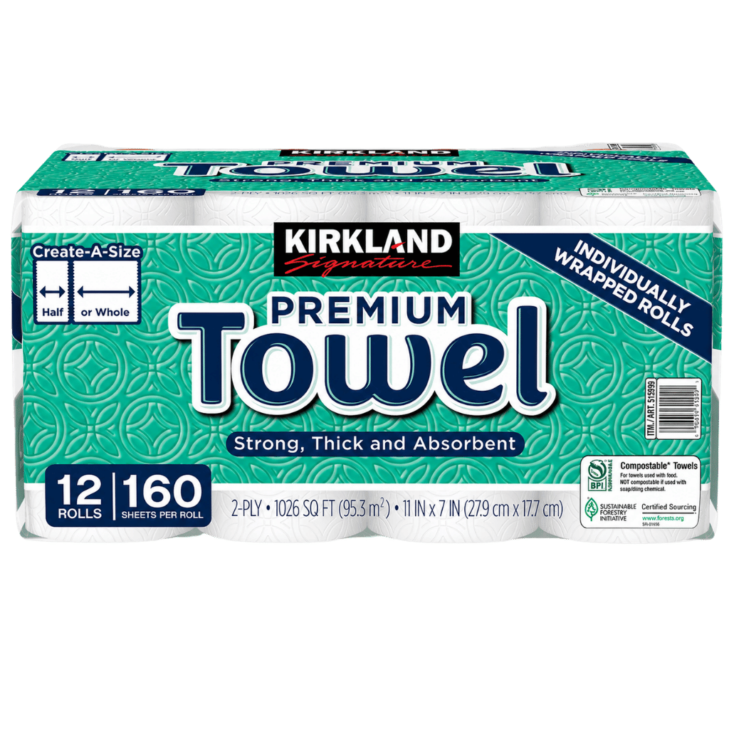 Kirkland Signature Paper Towels 160 Sheets 12 Rolls buy online USA - 1